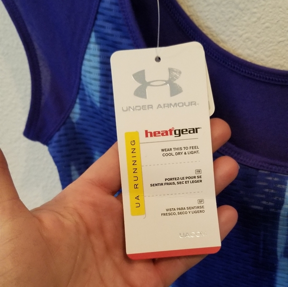 Under Armour Heat Gear Running Singlet XS Fitted Loose Compression Blue w/Reflex - Picture 11 of 13